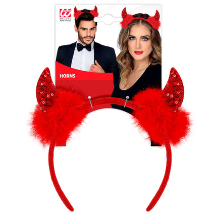 Diadema Halloween Diablo Rojo Purpurina