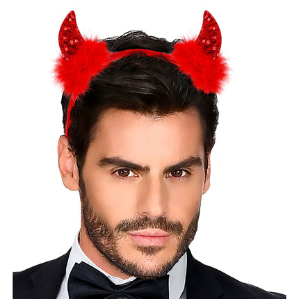 Diadema Halloween Diablo Rojo Purpurina