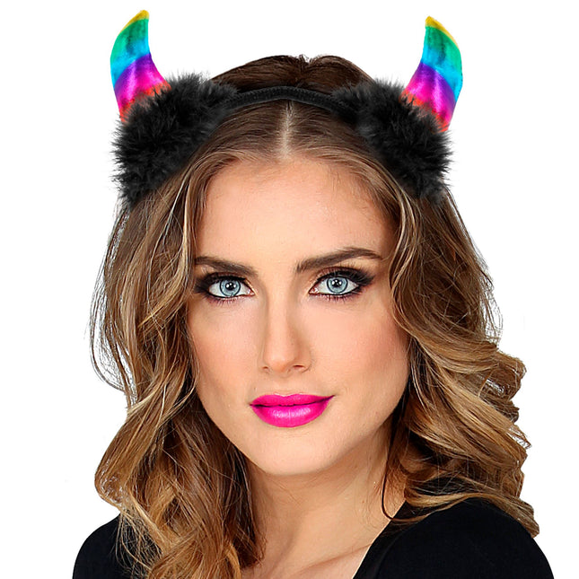 Diadema Halloween Diablo Arco Iris
