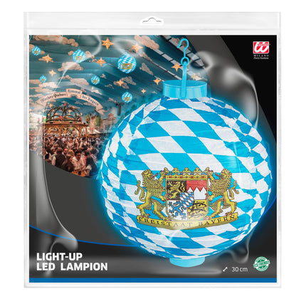 Oktoberfest Lampion Azul Blanco Con Tapa Luz