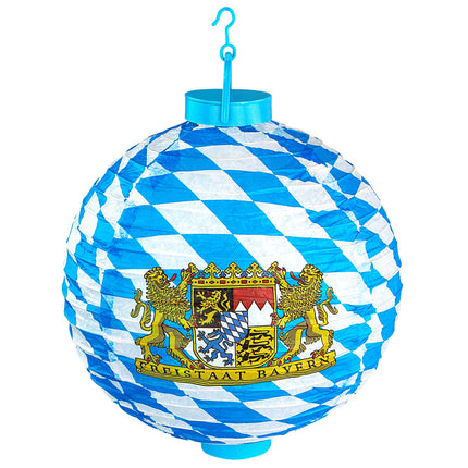 Oktoberfest Lampion Azul Blanco Con Tapa Luz