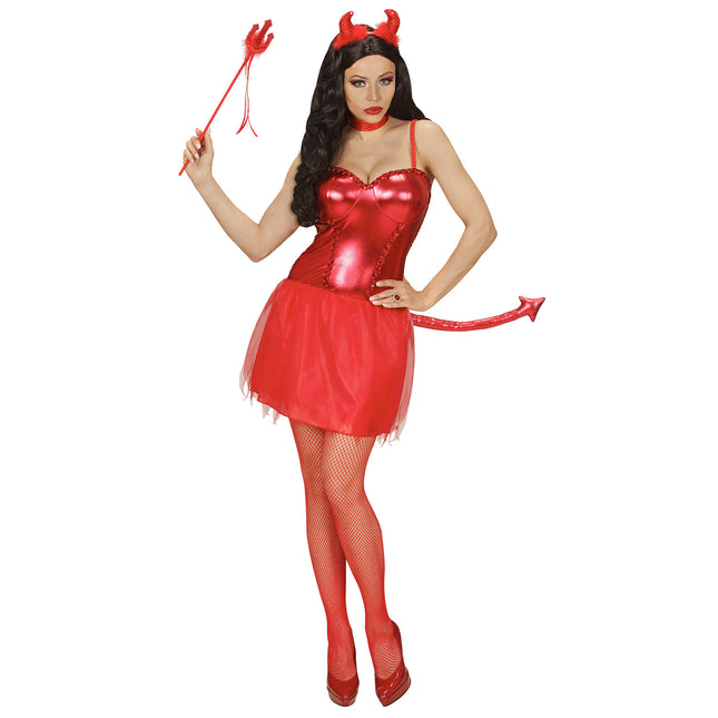 Vestido Halloween Rojo Señoras Diablo 3 piezas