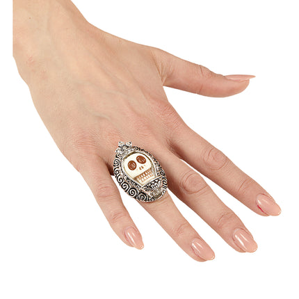 Anillo de Halloween Calavera de plata