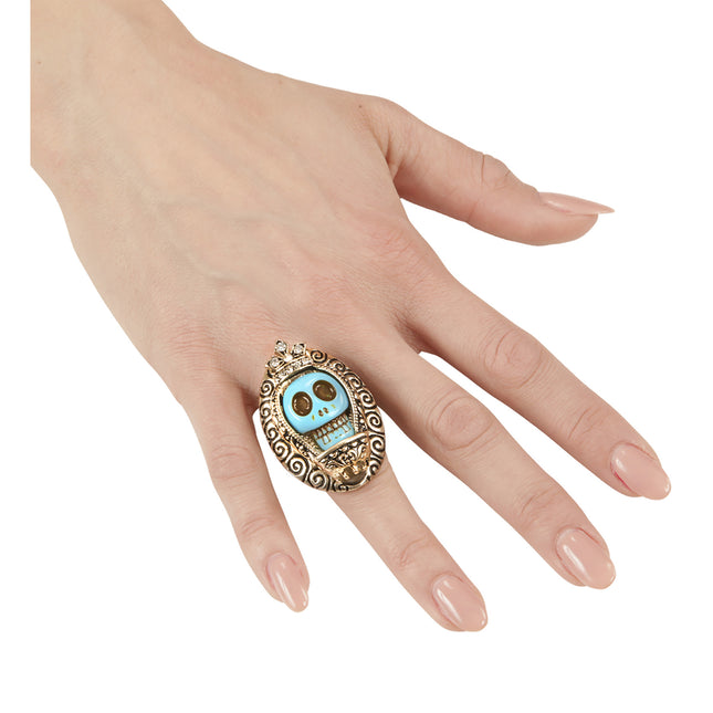 Anillo Halloween Calavera Azul