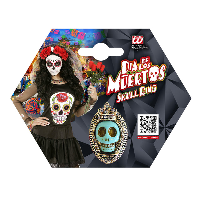 Anillo Halloween Calavera Azul
