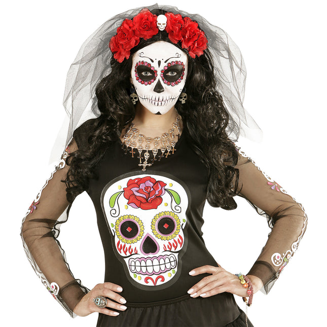 Pendientes Halloween Oro Calavera Negra