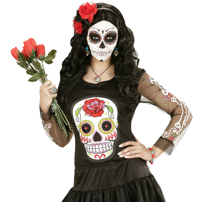 Pendientes de Halloween Calaveras azules con rosa