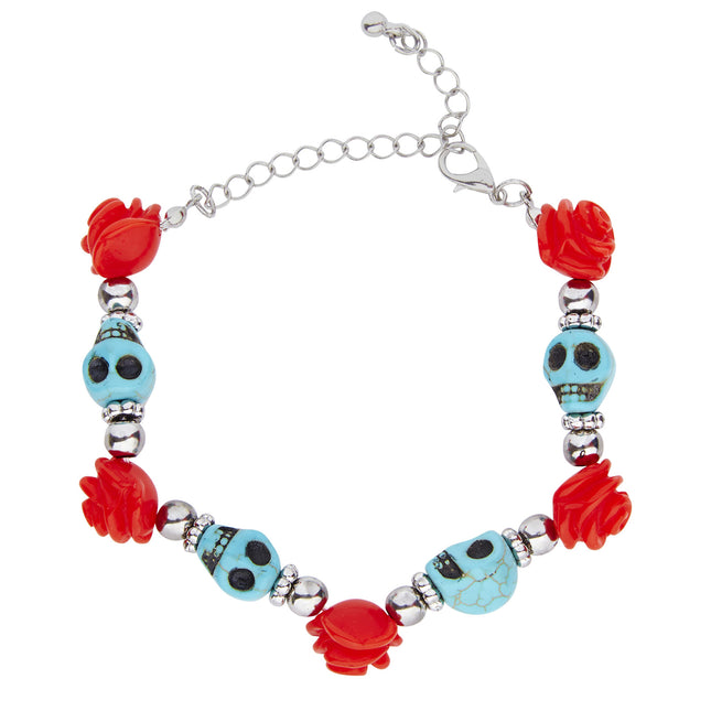 Halloween Pulsera Cráneo Rojo Azul