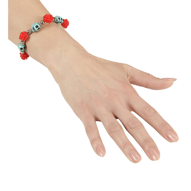 Halloween Pulsera Cráneo Rojo Azul