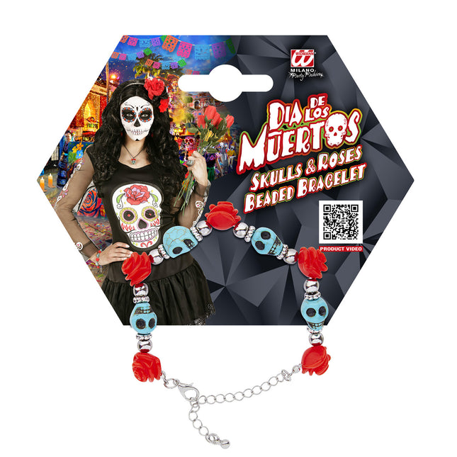 Halloween Pulsera Cráneo Rojo Azul