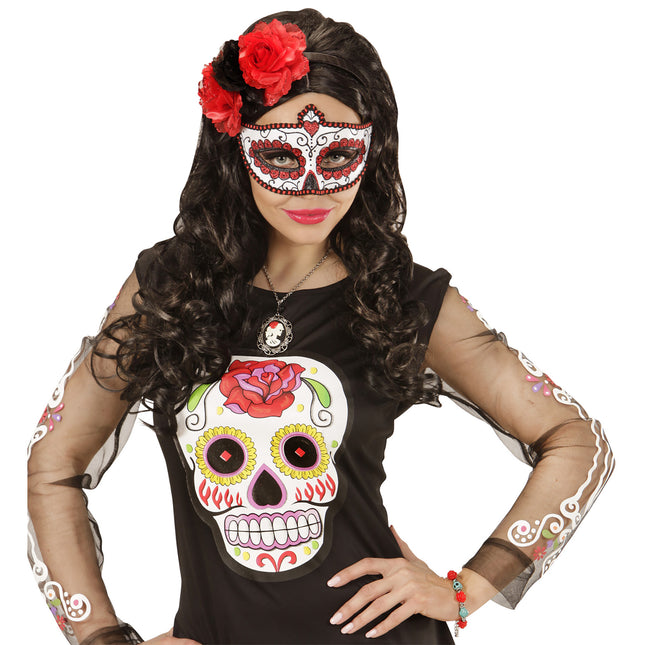 Halloween Pulsera Cráneo Rojo Azul