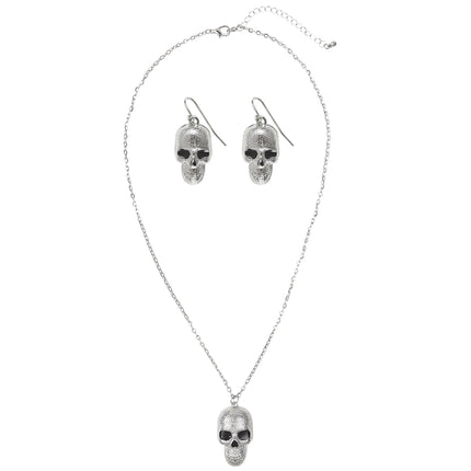 Set Accesorios Halloween Calavera Plateada 3 piezas