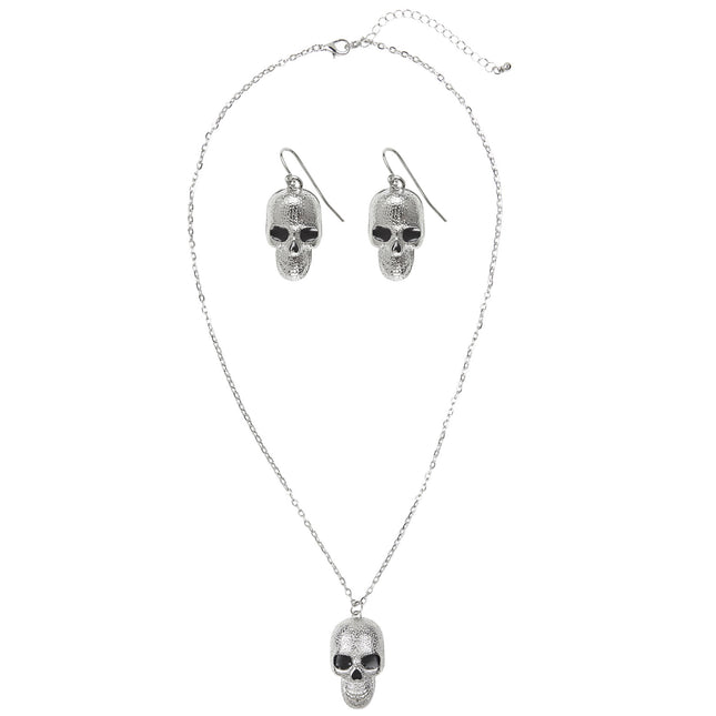 Set Accesorios Halloween Calavera Plateada 3 piezas