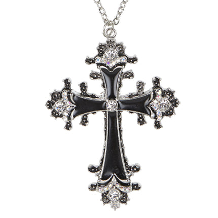 Collar de Halloween Cruz de Plata Negra