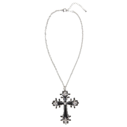 Collar de Halloween Cruz de Plata Negra