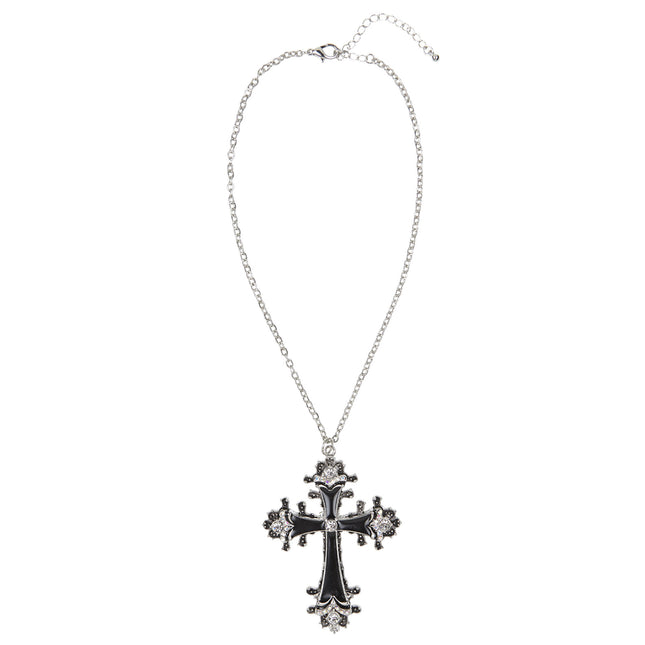 Collar de Halloween Cruz de Plata Negra