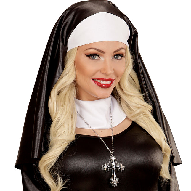 Collar de Halloween Cruz de Plata Negra