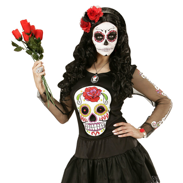 Collar de Halloween Calavera y Rosa