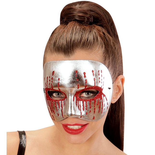 Máscara de Halloween Psicópata Plateada