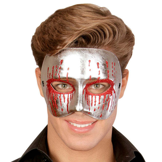 Máscara de Halloween Psicópata Plateada