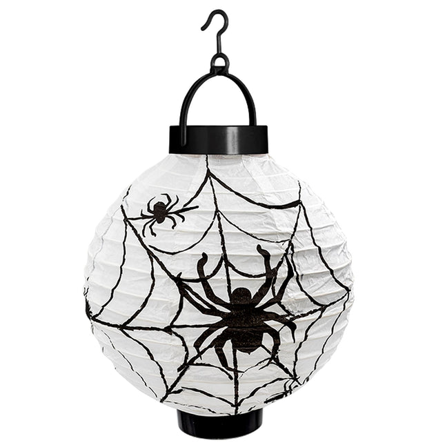 Linterna de Halloween Negra Blanca Tela de Araña 20cm
