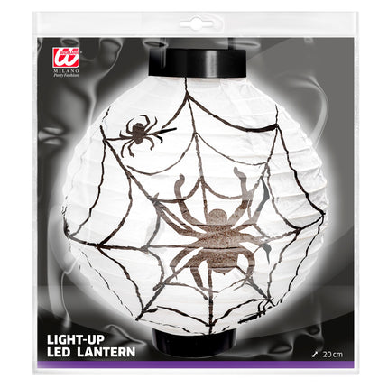 Linterna de Halloween Negra Blanca Tela de Araña 20cm