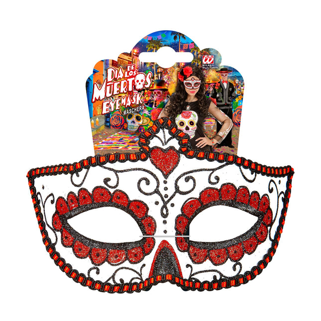 Dia De Los Muertos Máscara Ojos Roja
