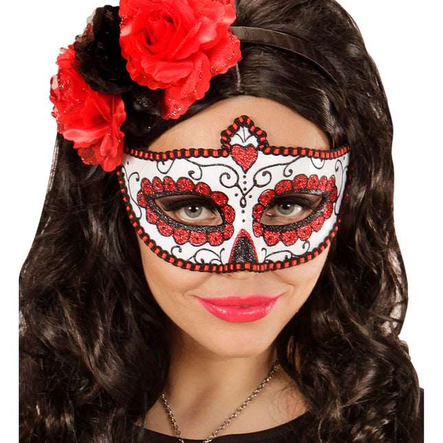 Dia De Los Muertos Máscara Ojos Roja