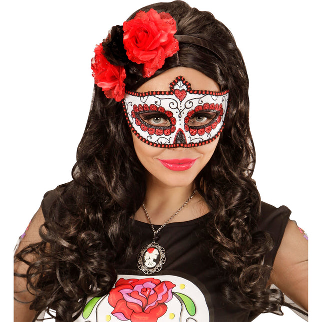 Dia De Los Muertos Máscara Ojos Roja