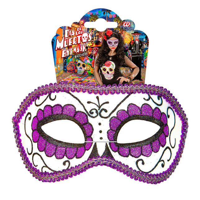 Máscara Ojos Día De Los Muertos Morada