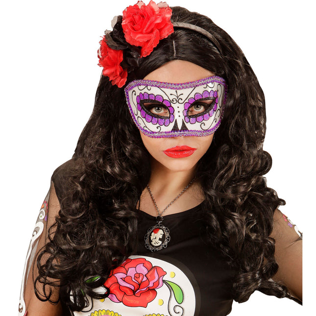Máscara Ojos Día De Los Muertos Morada
