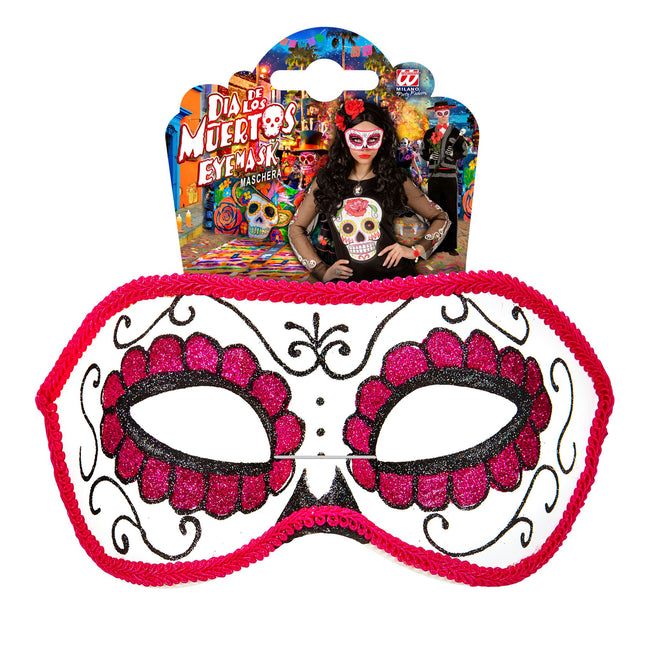 Máscara Ojos Día De Los Muertos Rosa
