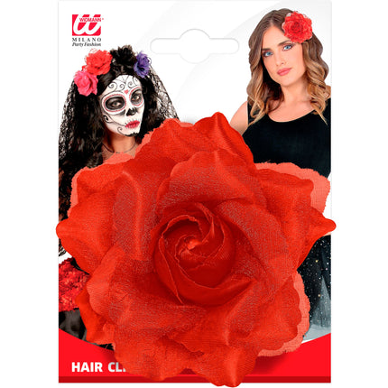 Flor roja para el pelo