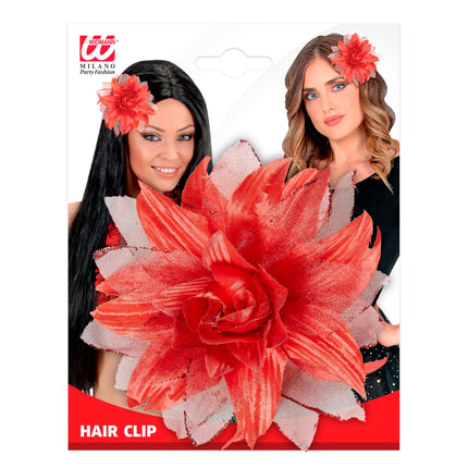 Flor roja para el pelo