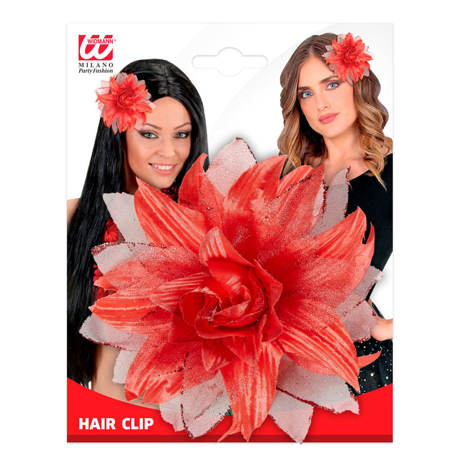 Flor roja para el pelo