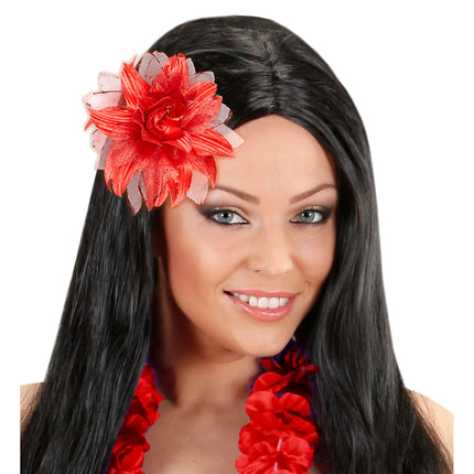 Flor roja para el pelo
