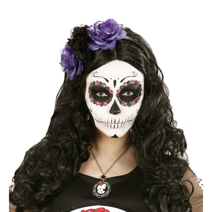 Diadema Día De Los Muertos Flores Moradas Negras