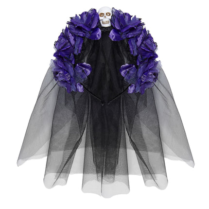Diadema de Halloween Velo morado negro