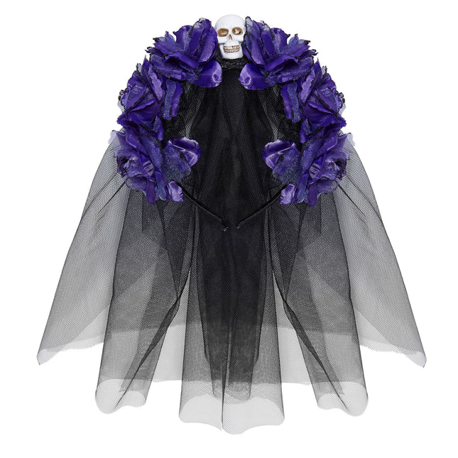 Diadema de Halloween Velo morado negro