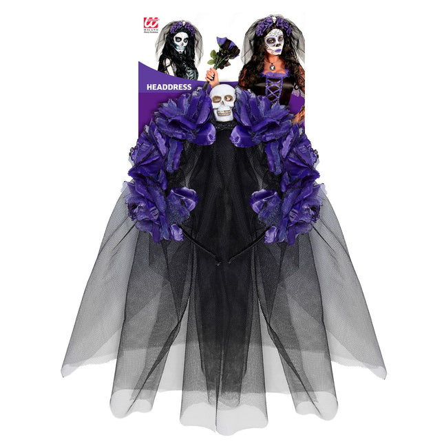 Diadema de Halloween Velo morado negro