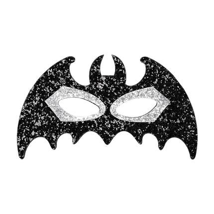 Máscara Halloween Ojos Murciélago Negro Plata