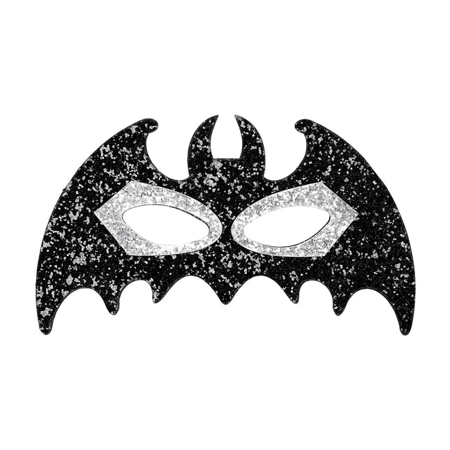 Máscara Halloween Ojos Murciélago Negro Plata