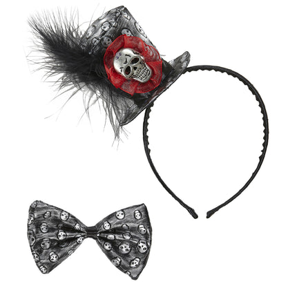 Set Accesorio Halloween Diadema Y Lazo Metélico 2pcs