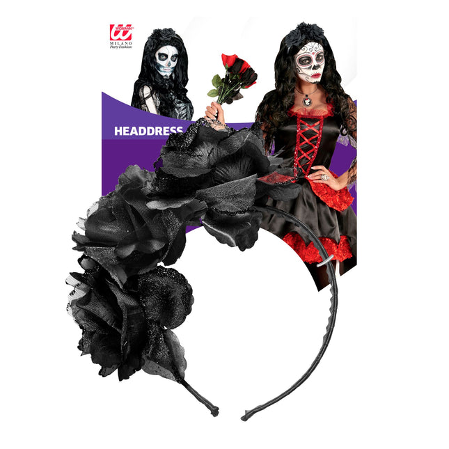 Diadema Halloween Rosas Negras