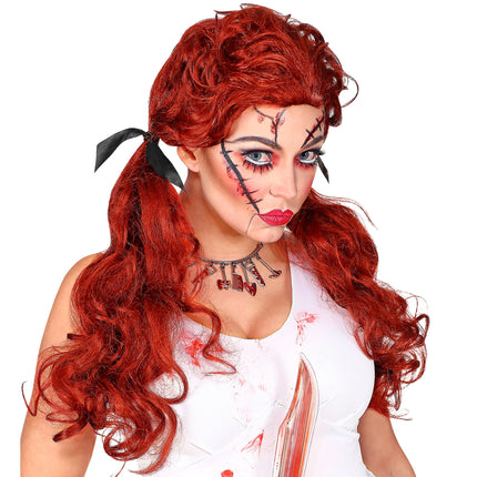 Peluca Halloween Muñeca Roja