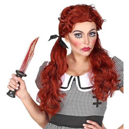 Peluca Halloween Muñeca Roja