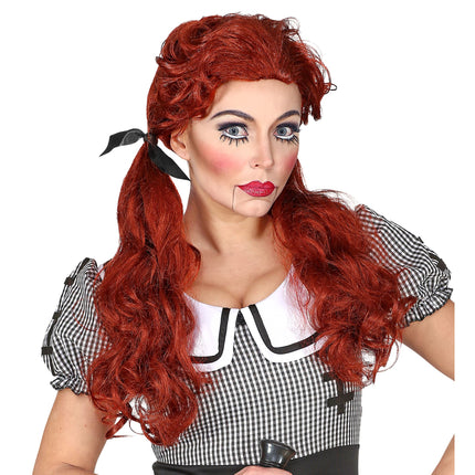 Peluca Halloween Muñeca Roja