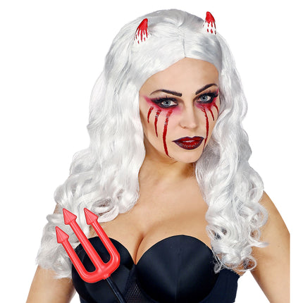 Peluca Halloween Trazo Blanco