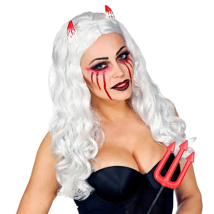Peluca Halloween Trazo Blanco