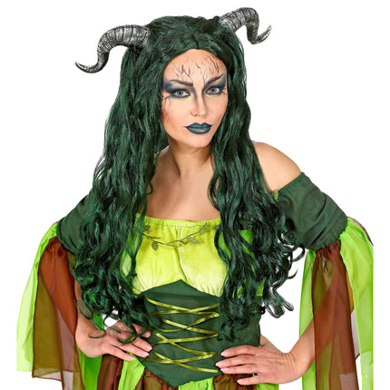 Peluca de Halloween Bruja del Bosque Verde